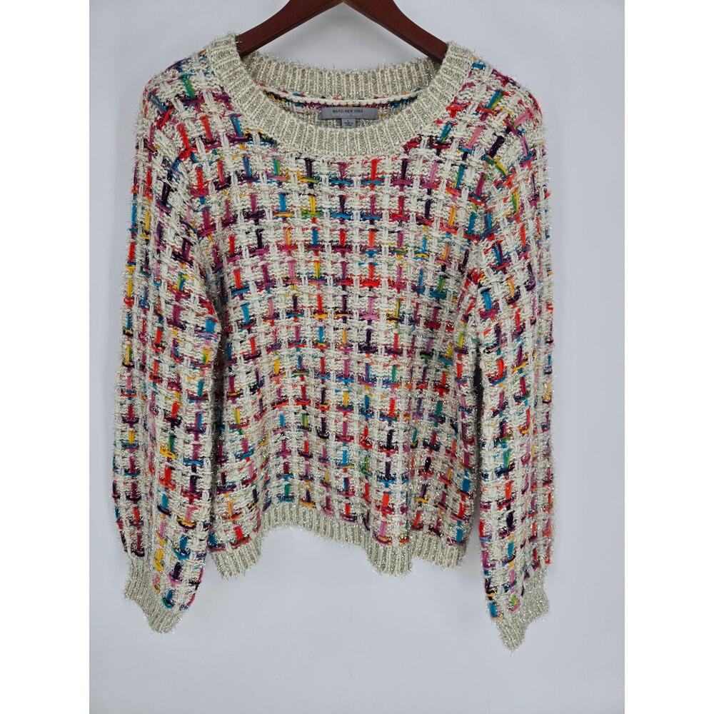 Marc New York Off-White Multi-Colored Metallic Sweater Women's L